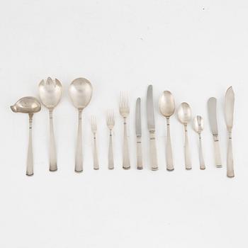 A silver cutlery set, 98 pieces "Rosenholm", design by Jacob Ängman, GAB, Stockholm 1960s-1980s.