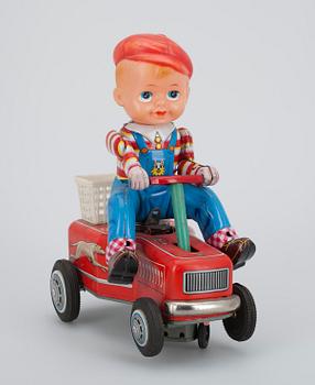 TRAMPBIL MED FÖRARE, plåt.