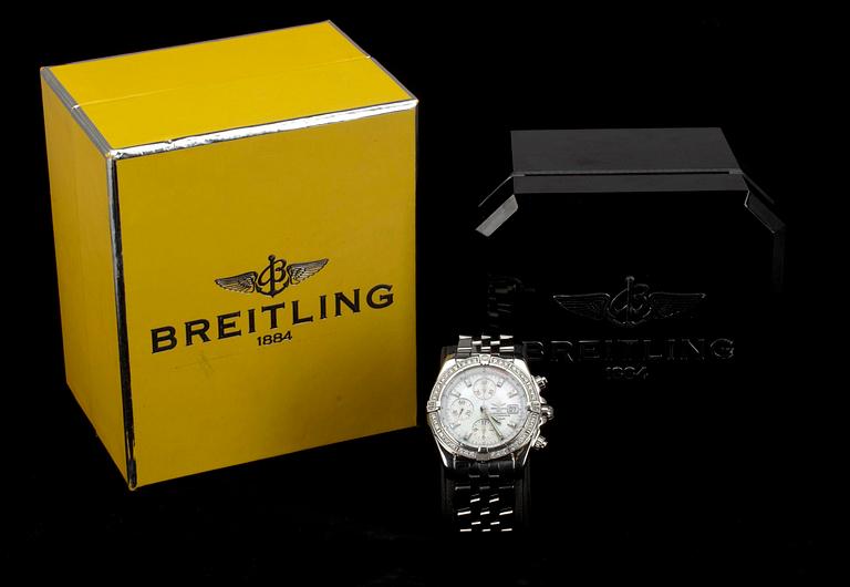 MIESTEN RANNEKELLO BREITLING, Chronomate Evolution Acier, teräs + timantteja 1.14 ct TW/vvs. Ref. A1335653. 2000-luku.