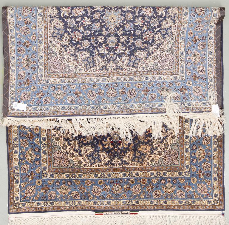 A old part silk Esfahan rug, signed Ghafarian, around 222 x 150 cm.