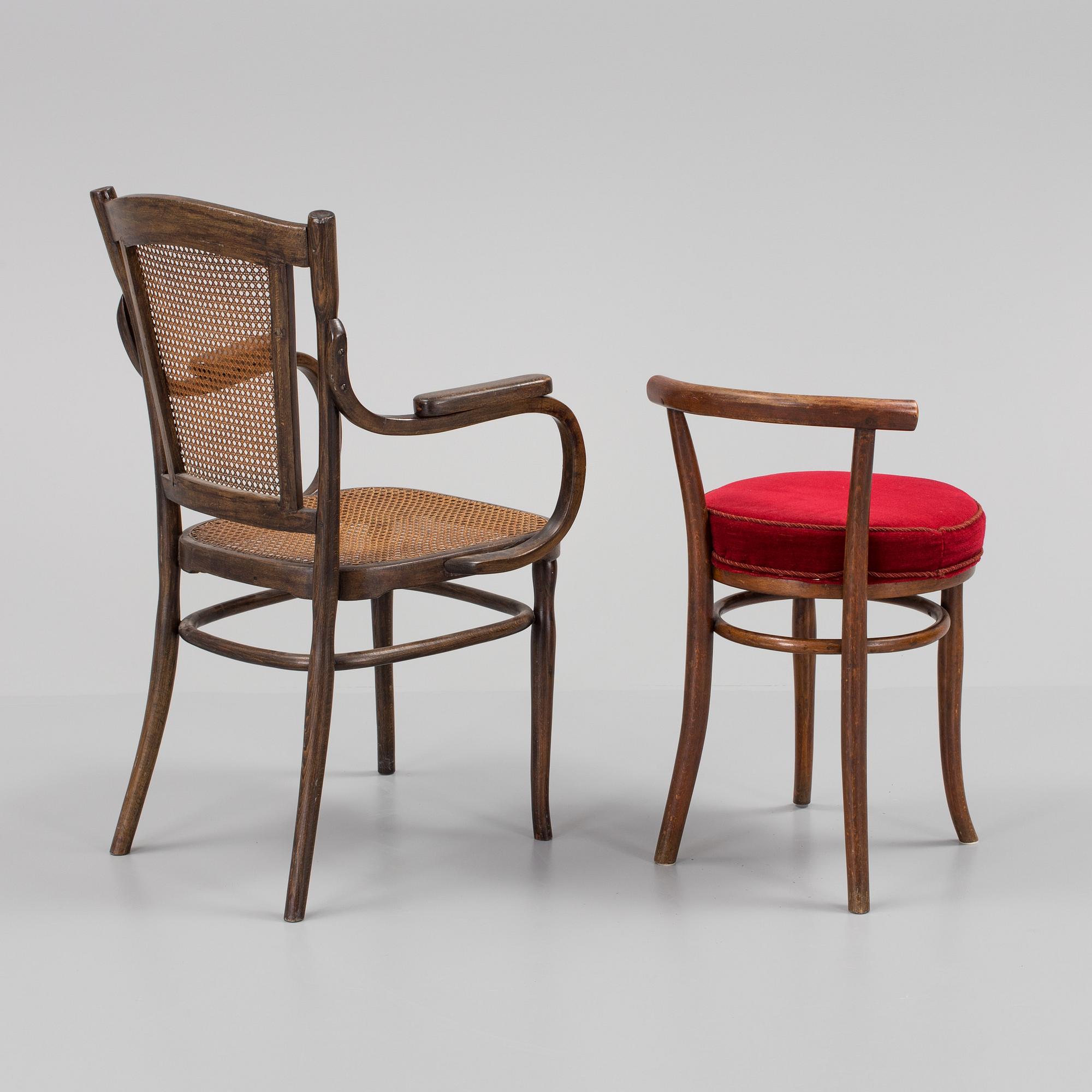 2 bentwood chairs, Jacob and Josef Kohn and Thonet, Wien, ca 1900.