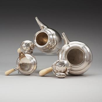 GEORG JENSEN, kaffe- och teservis, 3 delar "Magnolia/Blossom", Köpenhamn ca 1915-21,