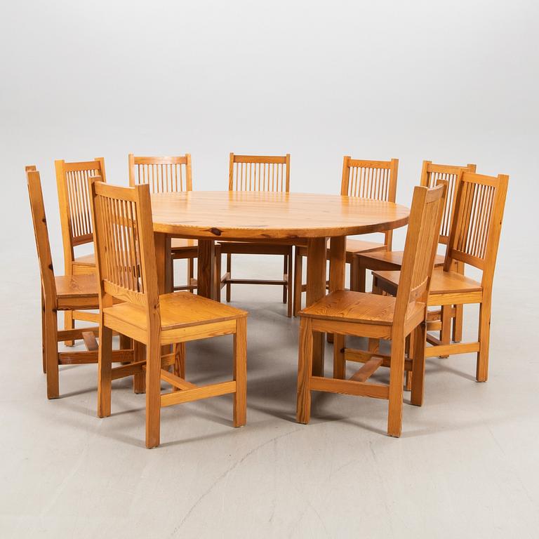 Table and chairs, 10 pieces, 1970s.