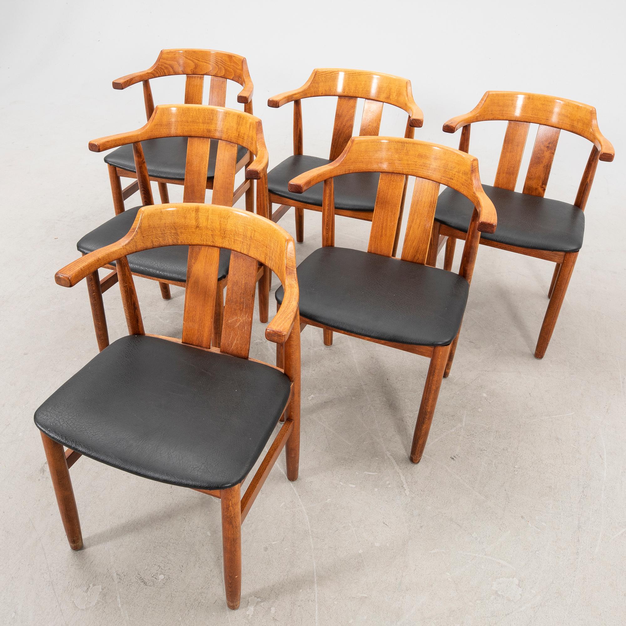 A set of six Gemla armchairs 1980s.