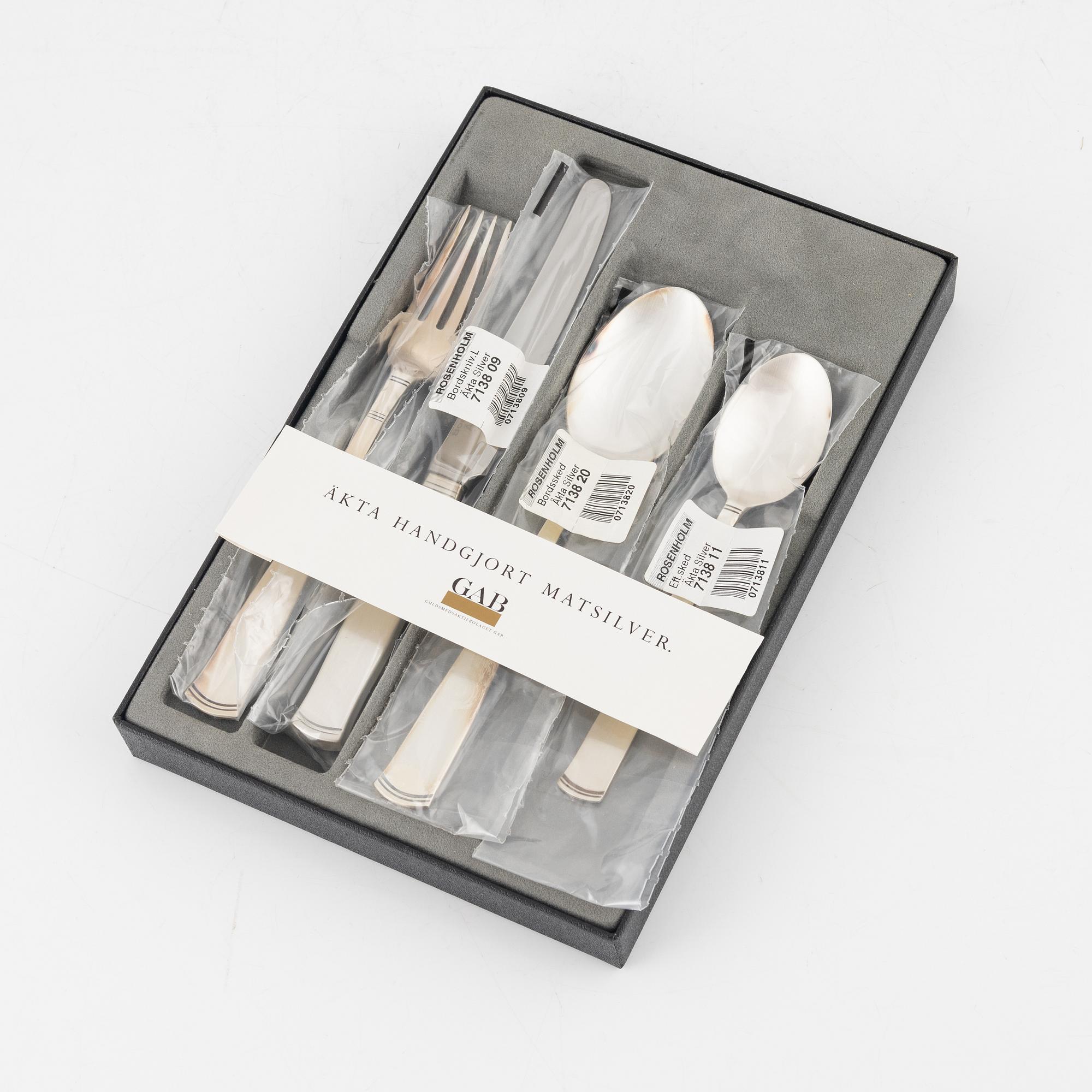 Jacob Ängman, bestickservisdelar, 12 st, silver, modell "Rosenholm", GAB, Eskilstuna, 1989-94.
