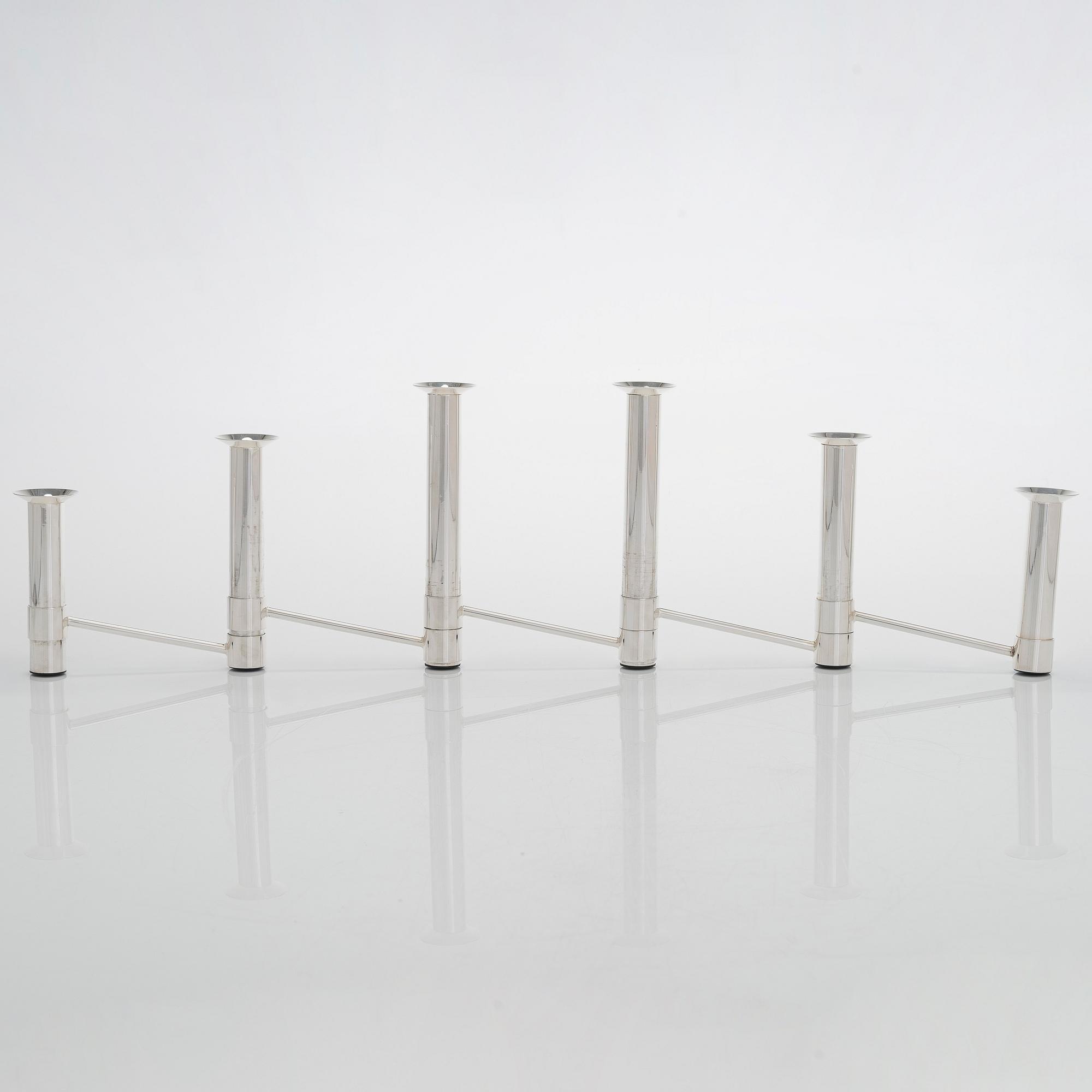 Tapio Wirkkala, a 'Nonstop' silver candelabrum, TW 432, numbered 74/90, for Kultakeskus, Hämeenlinna 2007.