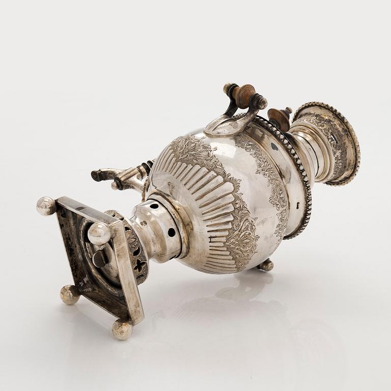 A Persian miniature silver samovar, first half/mid-20th century, Finnish import marks, Helsinki 1953.