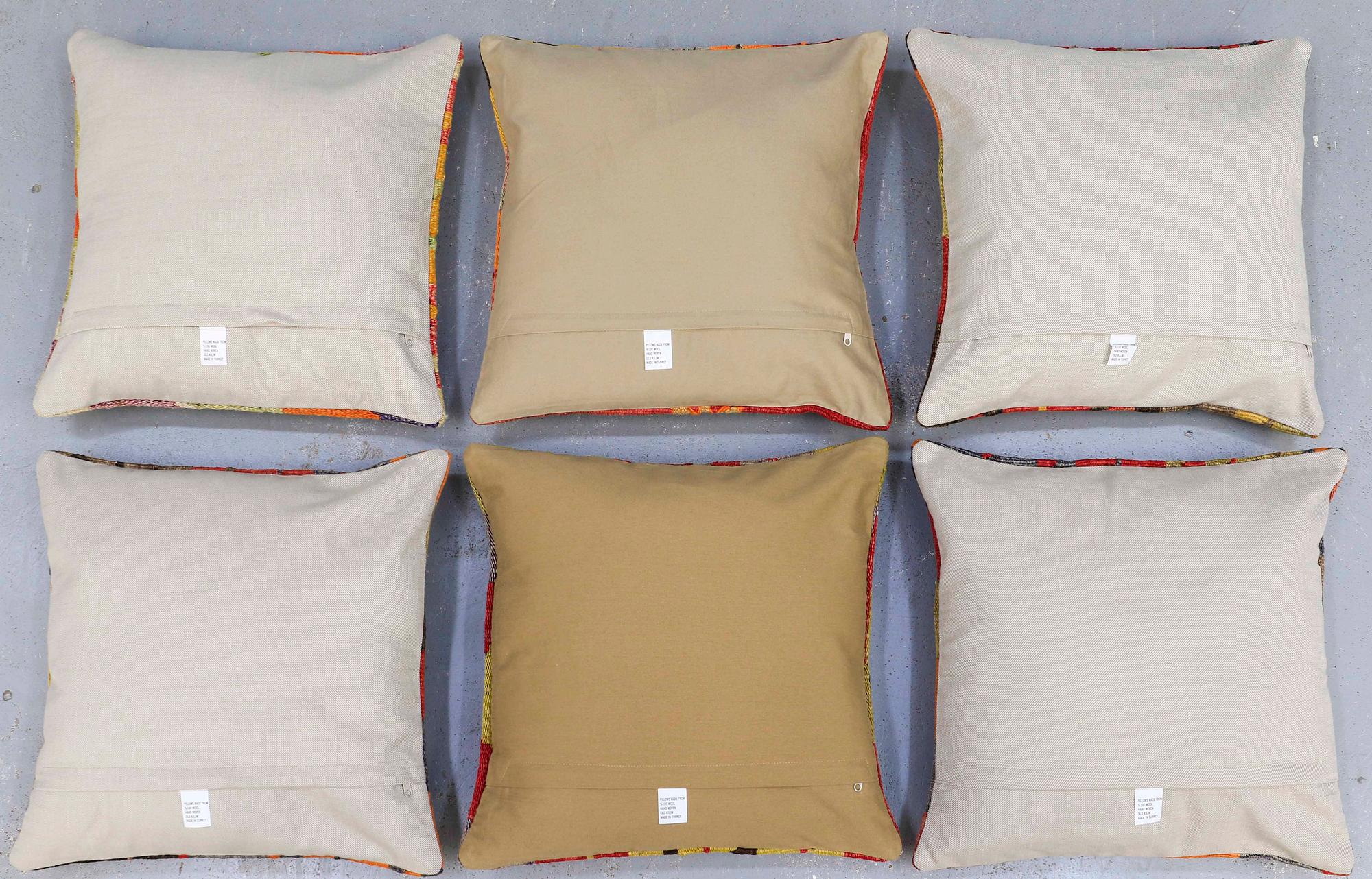 KUDDFODRAL, 6 st, Kelim, Anatoliska, ca 50 x 50 cm.