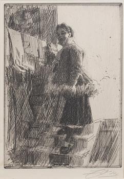 Anders Zorn, a signed etching from 1903.