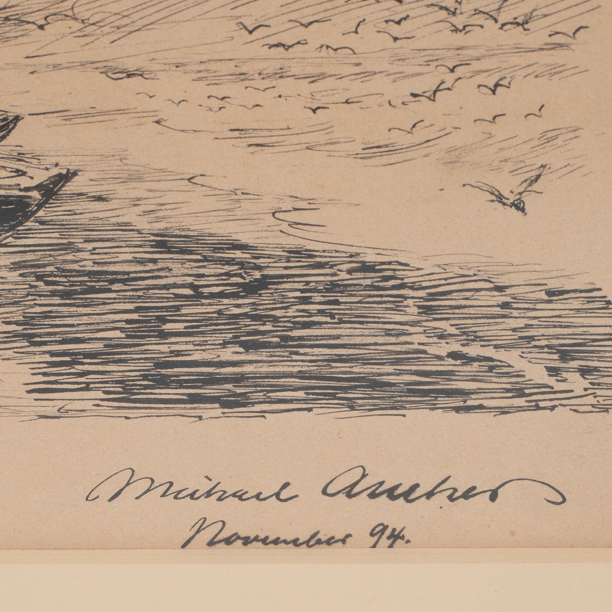 Michael Ancher, tuschteckning, signerad och daterad november -94.
