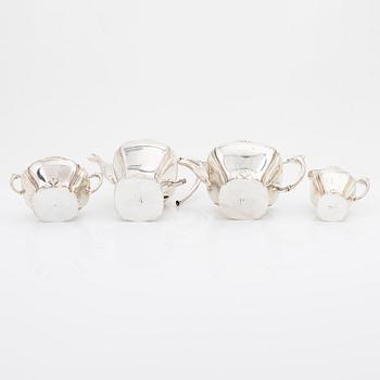 Carl Fredrik Carlman, kaffeservis, 4 delar, silver, jugend, Stockholm, 1907.