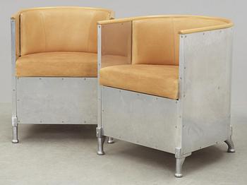 A pair of Mats Theselius 'Aluminium/Theselius' easy chairs, Källemo, Sweden, post 1990.