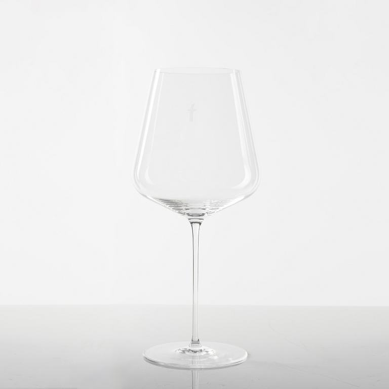 Hans Denk, twelve 'Denk'Art' Bordeaux glasses, Zalto, Austria.