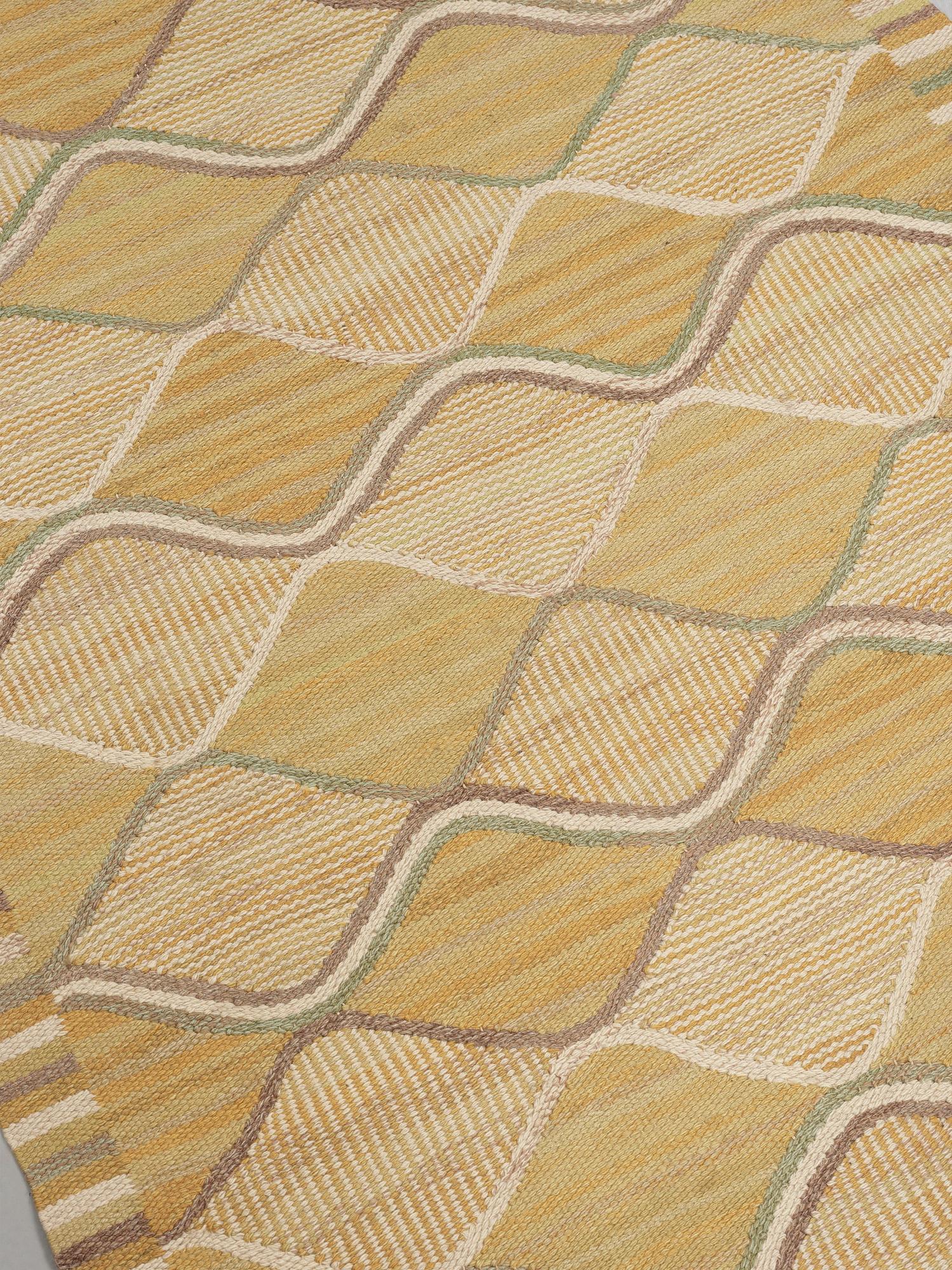 CARPET. "Spättan gul". Flat weave. 213 x 103 cm. Signed AB MMF BN.