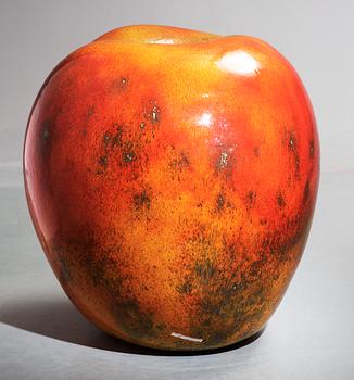 A Hans Hedberg faience sculpture of an apple, Biot, France.