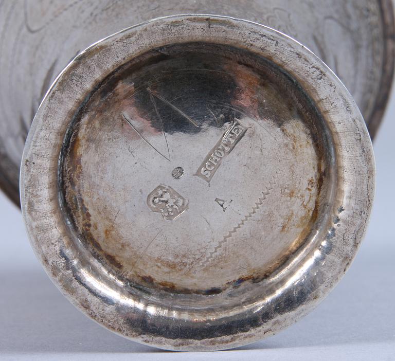BÄGARE, silver, Petter Schotte (mästare 1754-1772), Skänninge, 1759.