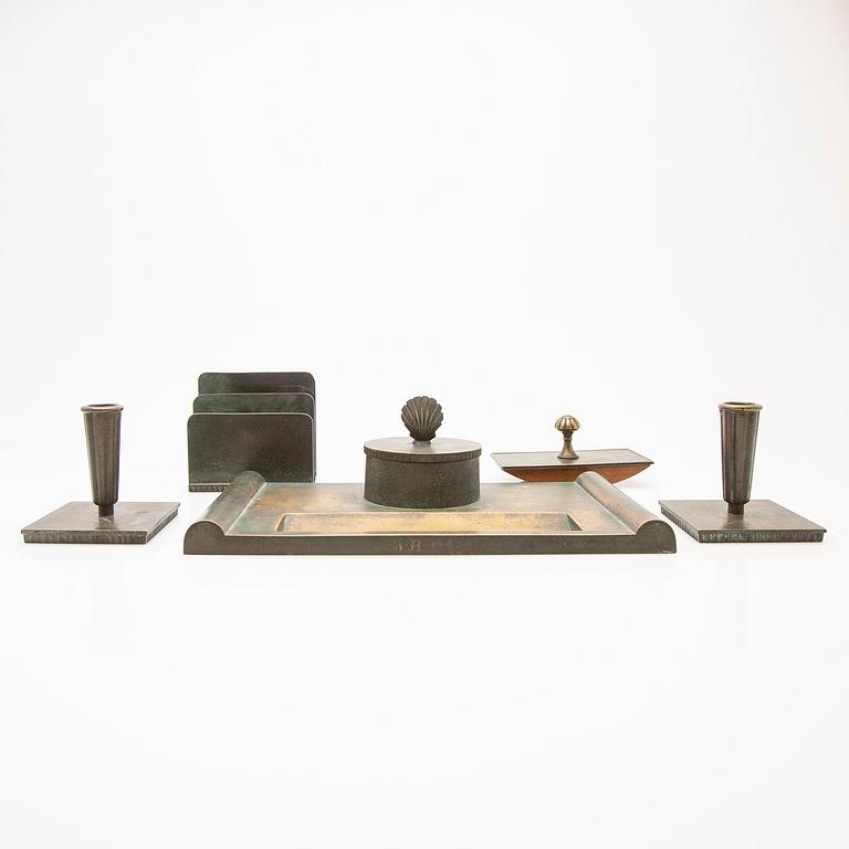 Ystad Bronze, desk set, 5 pieces, 20th century.