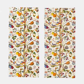 Josef Frank, gardiner, ett par, "Vegetable Tree", Firma Svenskt Tenn.