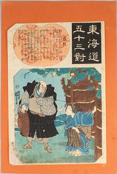 UTAGAWA KUNIYOSHI (1797/98-1861), and UNIDENTIFIED ARTIST, two coloured woodblock prints, Japan, 19-20th century.