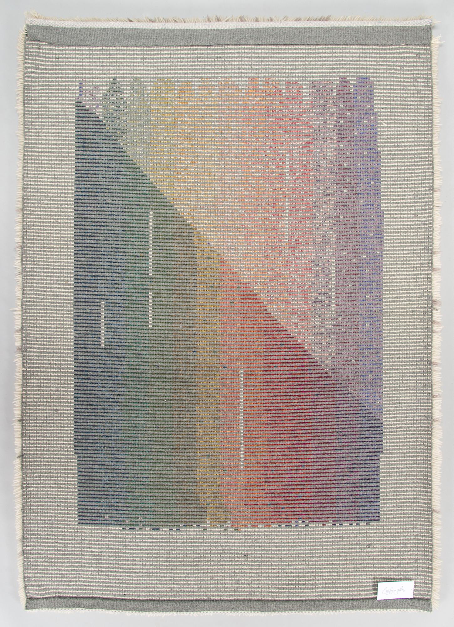 Marjo Wiberg, a Finnish long pile rya rug for Ryijypalvelu. Circa 157 x 109 cm.
