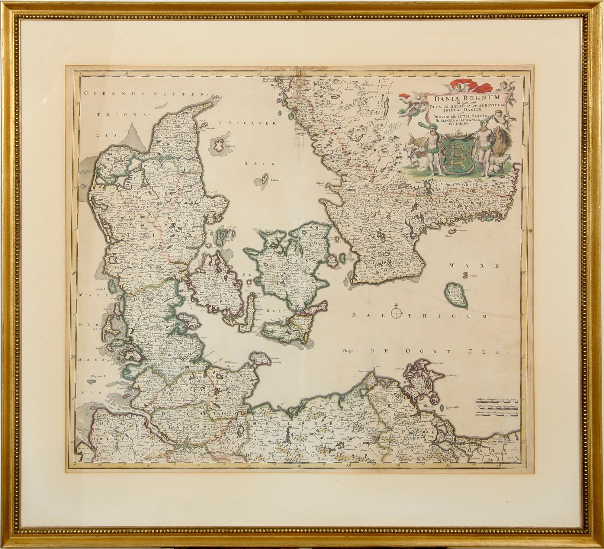 FREDERICK DE WIT, karta, kolorerat kopparstick.