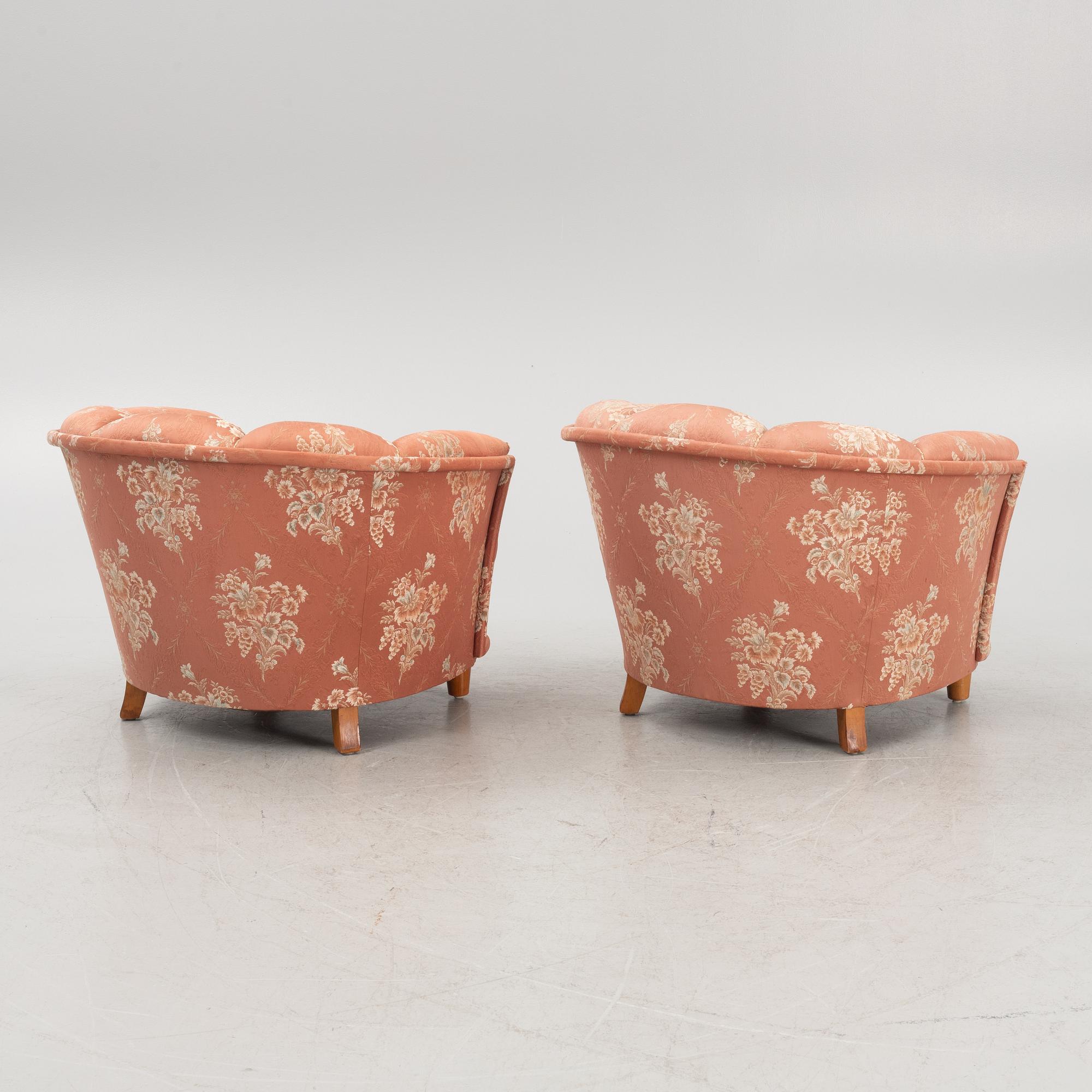 Fåtöljer, ett par, Swedish modern, 1900-talets första hälft.