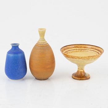 18 miniature stoneware vases and bowls, including Höganäs, Stig Lindberg and Bernt Friberg.