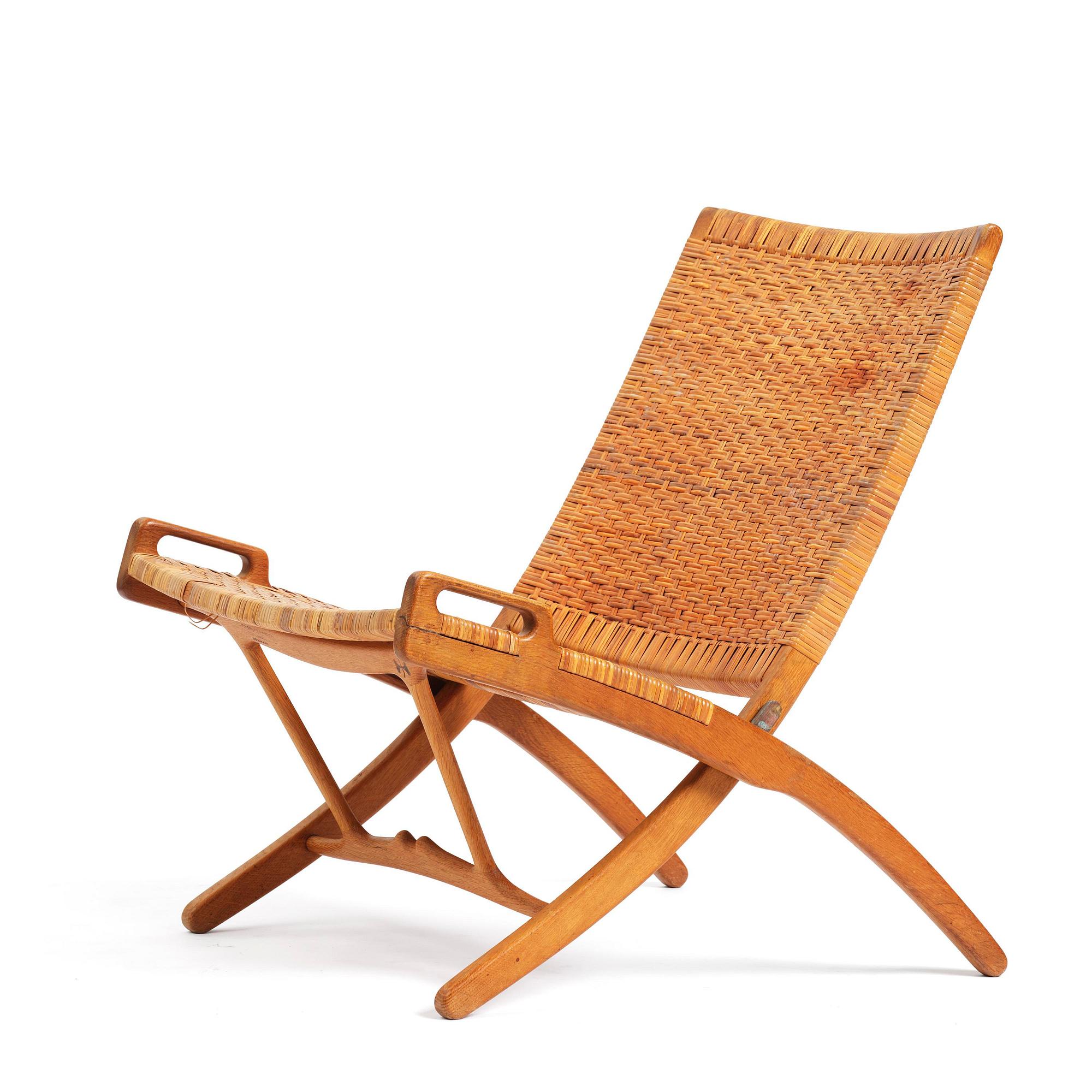 Hans J. Wegner, a foldable easy chair model 512, Johannes Hansen, Copenhagen, 1950s-60s.
