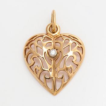 Kalevala Koru, pendant, “Onnen sydän”, 14K gold, small diamond.