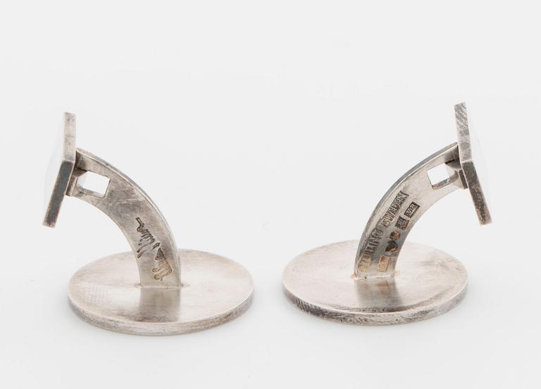 WIWEN NILSSON, manschettknappar, ett par, silver, Lund 1947,