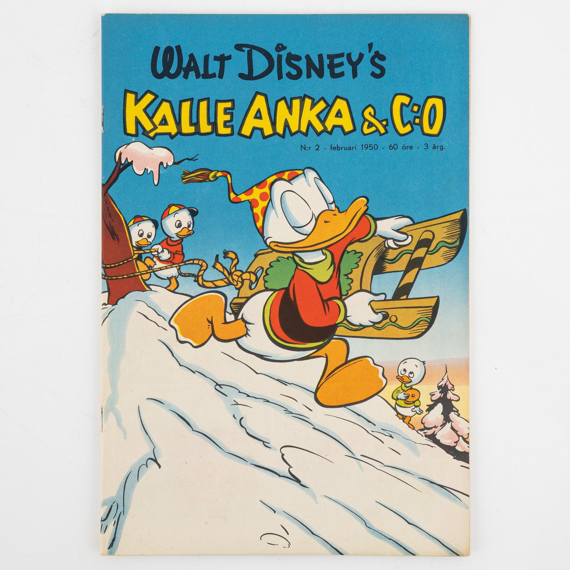 Serietidningar, "Kalle Anka & Co", 14 st, komplett årgång 1950.
