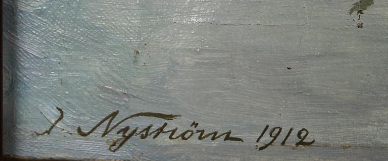 OKÄND KONSTNÄR, olja på duk, signerad Nyström och daterad 1912.