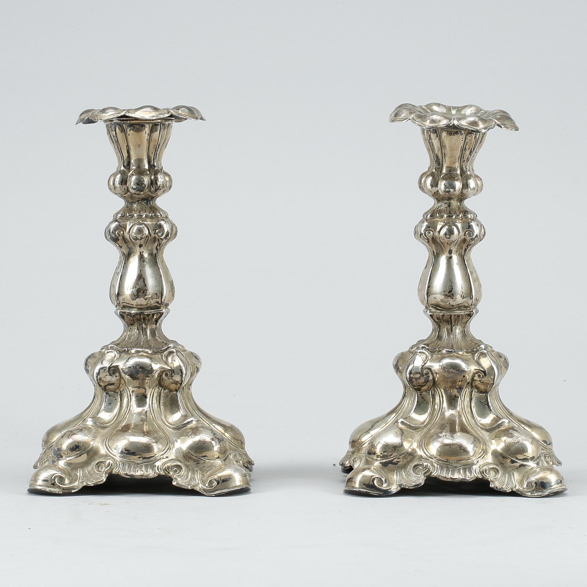 LJUSSTAKAR, ett par, silver, CG Hallberg, Stockholm, 1936.