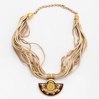 Michaela Frey, armband och halssmycke, förgylld metall, emalj.