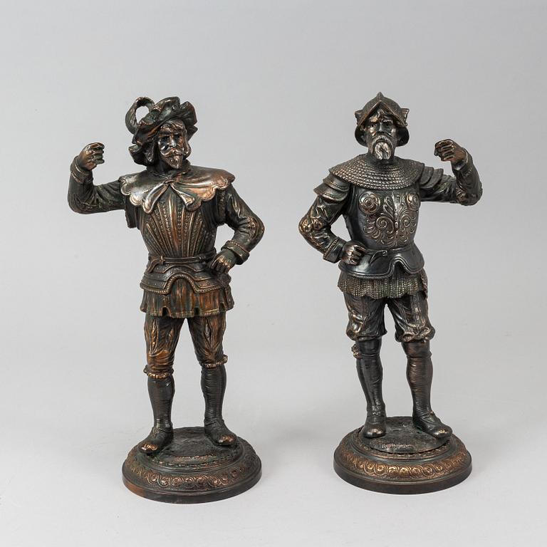 A pair of decorative metal sculptures, circa 1900.