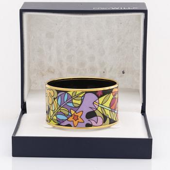 Frey Wille, an 'Ode to Joy of Life Paradise Moonlight' enamel and gilt metal bangle, Austria, c 2012.