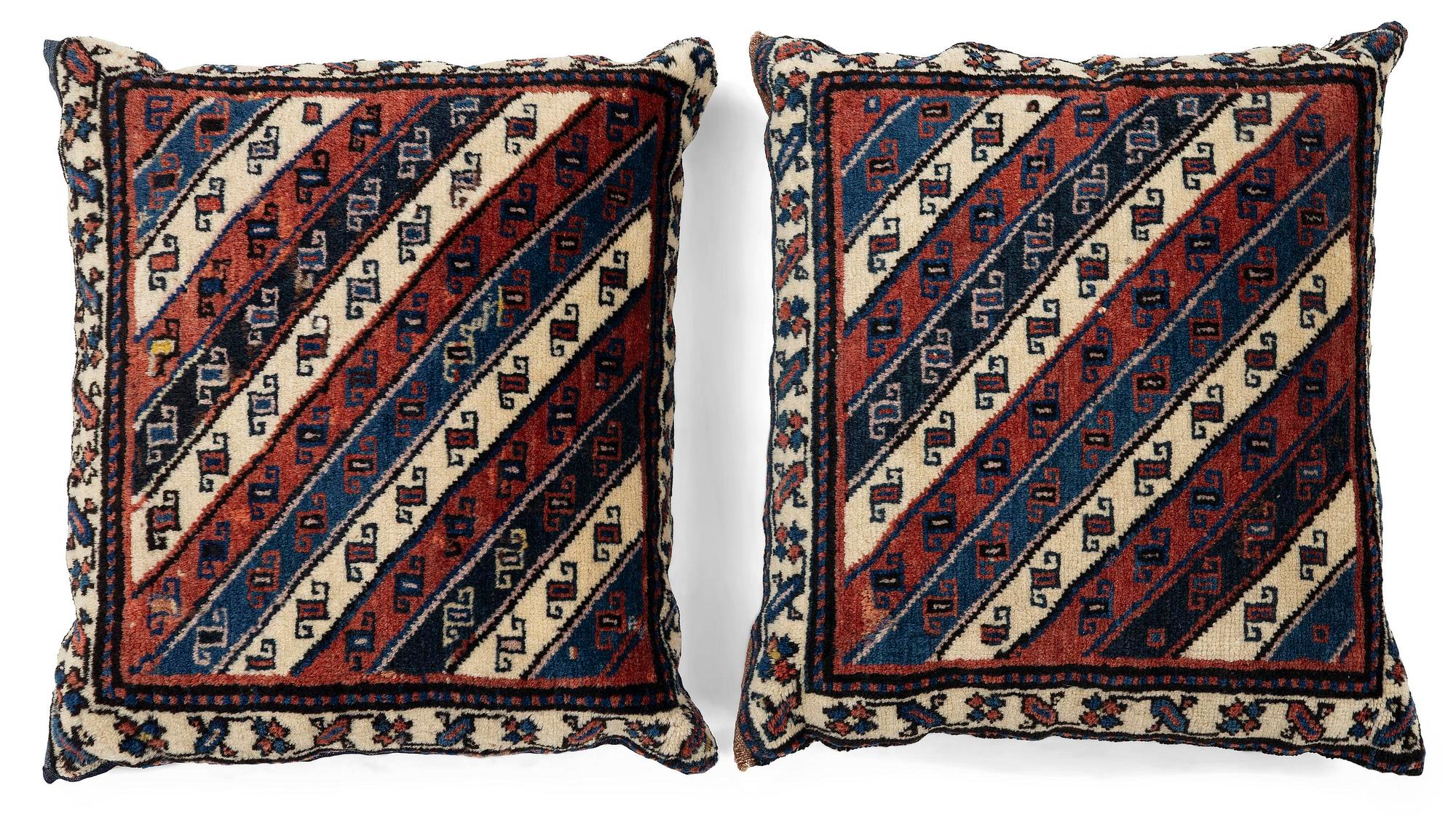a pair of bags/cushions, Gendje, South Caucasus, c. 50 x 58 cm.