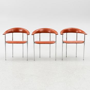 A set of three arm-chairs by G Vegni and G Gualterotti, 'P40', Fasem, 1980's.