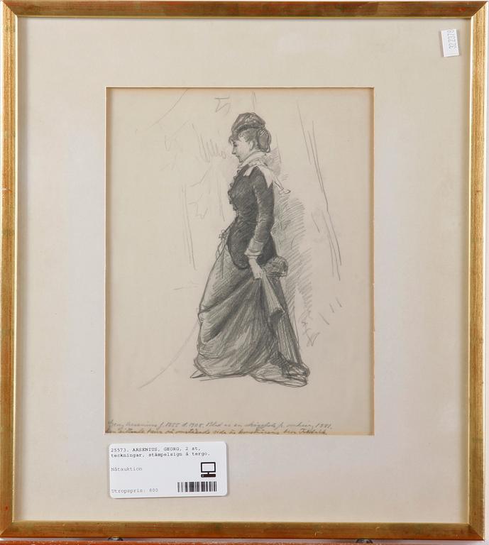 ARSENIUS, GEORG, 2 st, teckningar, stämpelsign á tergo.