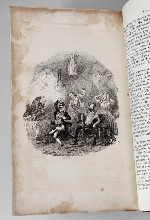 BOK, "The Pickwick Papers" av Charles Dickens, Chapman and Hall, första upplagan London 1837.