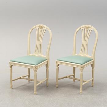A set of six chairs and a dining table, gustavian style, late 20th century.