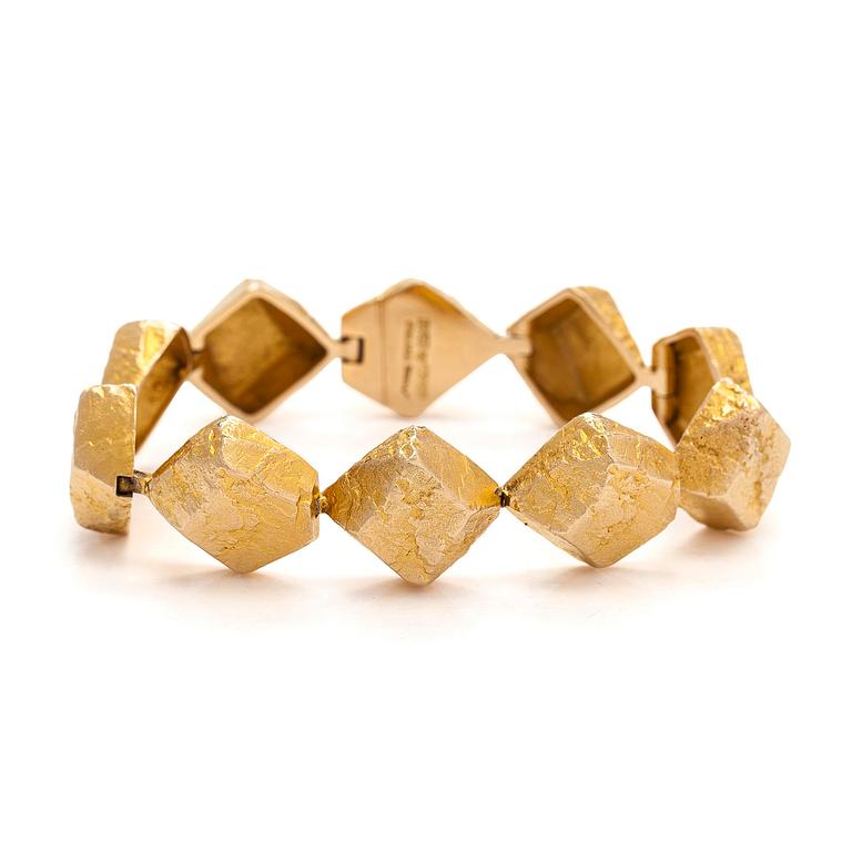 Björn Weckström, a 14K gold bracelet 'Lapp Stones' for Lapponia 1970.