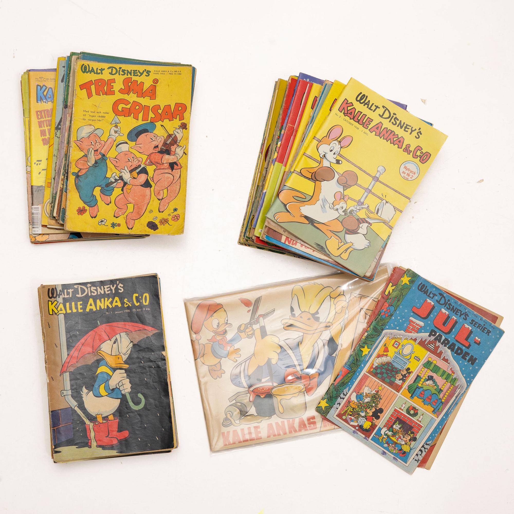 Collection of comic books, one box, including Walt Disney’s Christmas Parade, Bambi and Donald Duck & Co., 1950s–1990s.