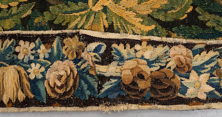 A tapestry, “La poesie pastoral”, tapestry weave, ca 251,5 x 283 cm, after Boucher, France 18th century.