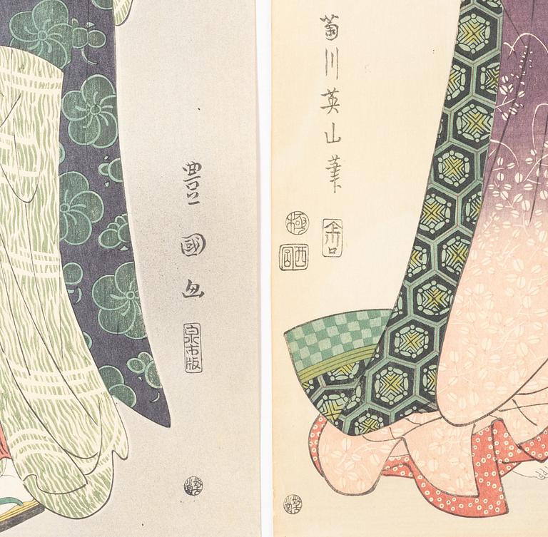 Five woodblock prints from a publication by "Tokyo Bijutsu Kankokai" (Tokyo Art Publishing Association" early 1900s.