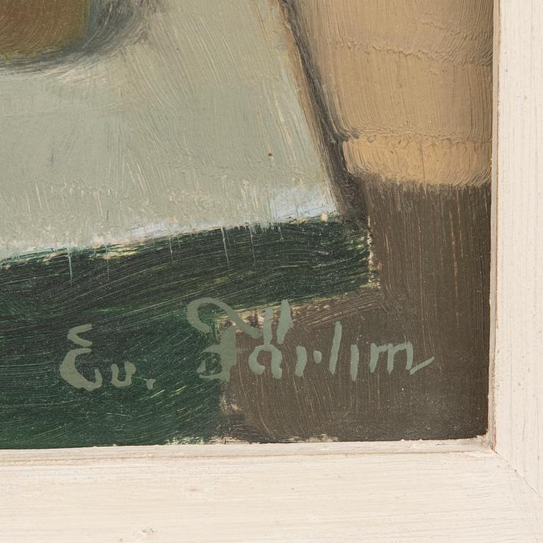 Evert Färhm, olja på pannå signerad.