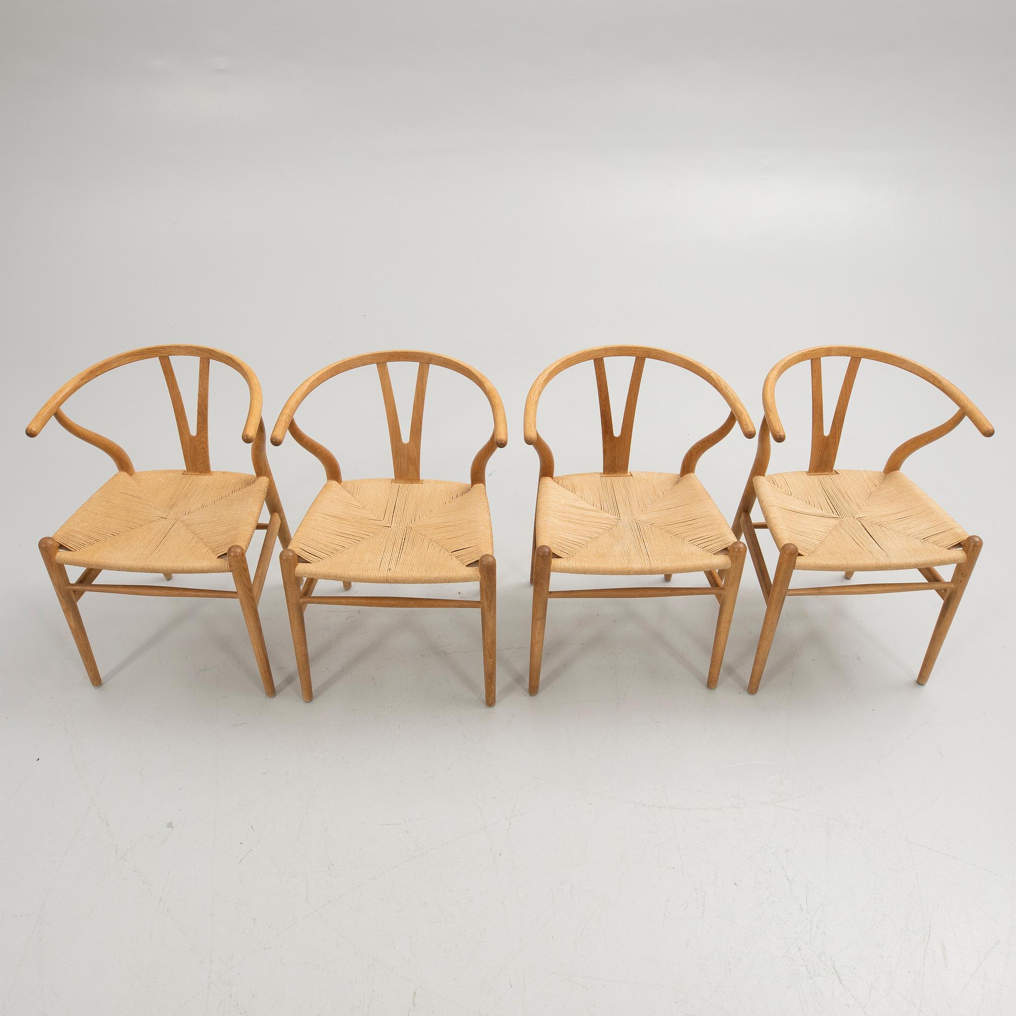 Hans J. Wegner, chairs, 4 pcs, model CH24 "The Wishbone Chair", Carl Hansen & Son, Odense, Denmark.