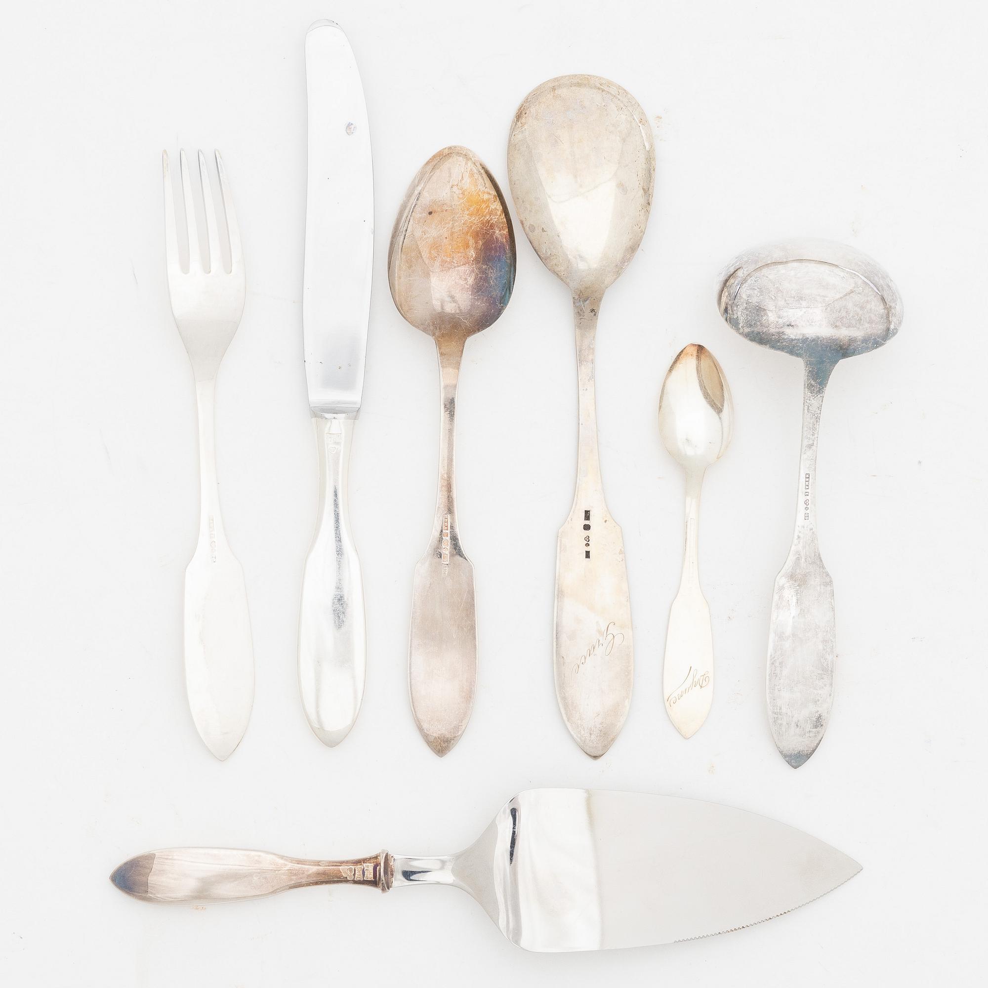 A silver cutlery set, models Finnmyrten/Tornedal, most with mark of Mema, Lidköping 1965-1975 (55 pieces).