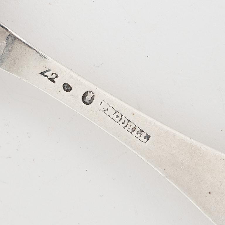 Skedar, 5 st, silver, bland annat Lars Biugg, Jönköping 1782.