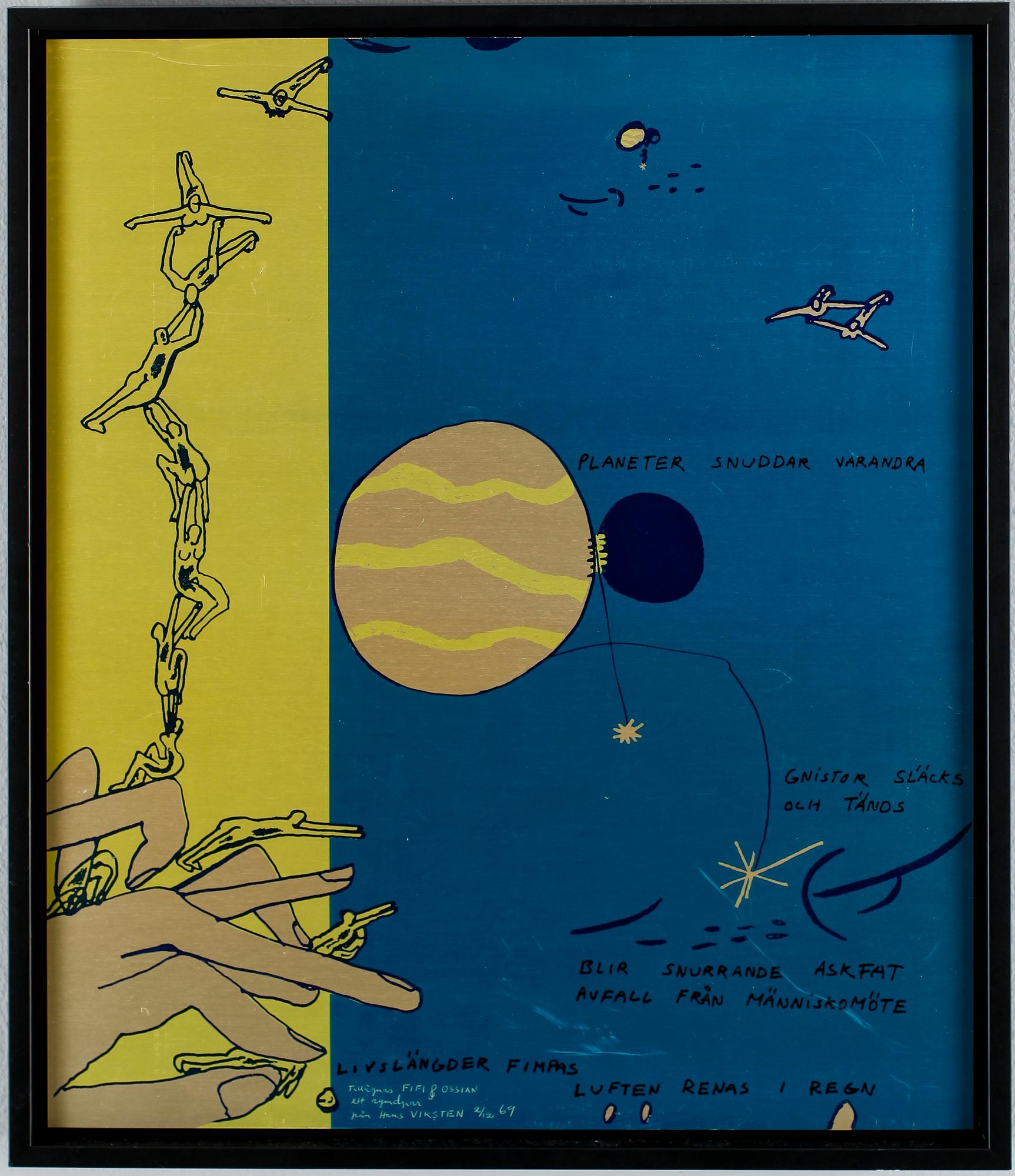 HANS VIKSTEN, serigrafi på plåt, signerad och daterad 2/12 69.